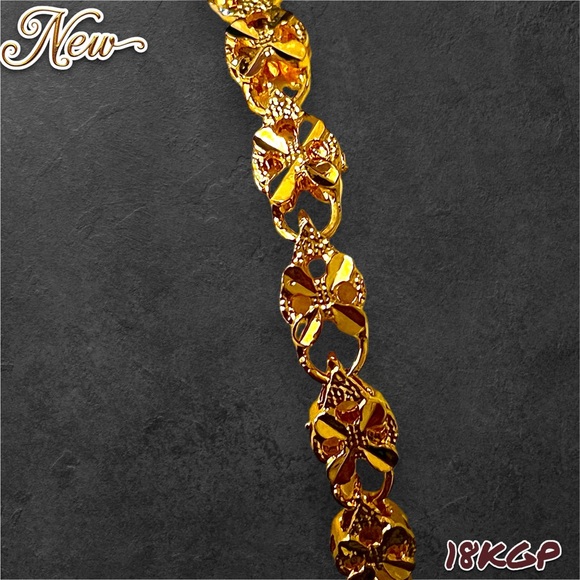 New 18K Gold Plated 8 Inch Four-leaf clover Chain Bracelet Unisex - Picture 9 of 11